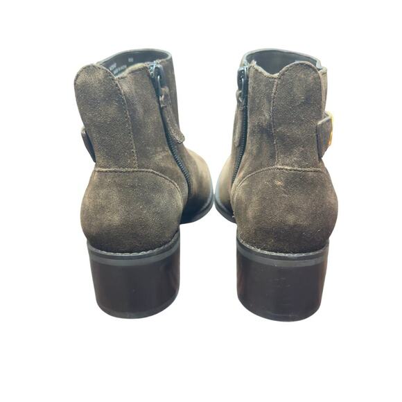 New Cole Haan Holis Brown Suede Bootie Gold Buckle Side Zip W29147 Women's 6B - Picture 5 of 13